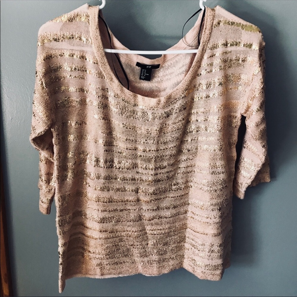 H&M pink gold sweater